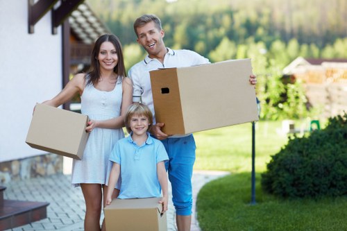 Moving boxes prepared for a Woolwich apartment relocation
